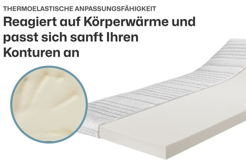 Ravensberger Thermo-LUX Visco-Topper – Handabdruck im Viscoschaum als Nahaufnahme
