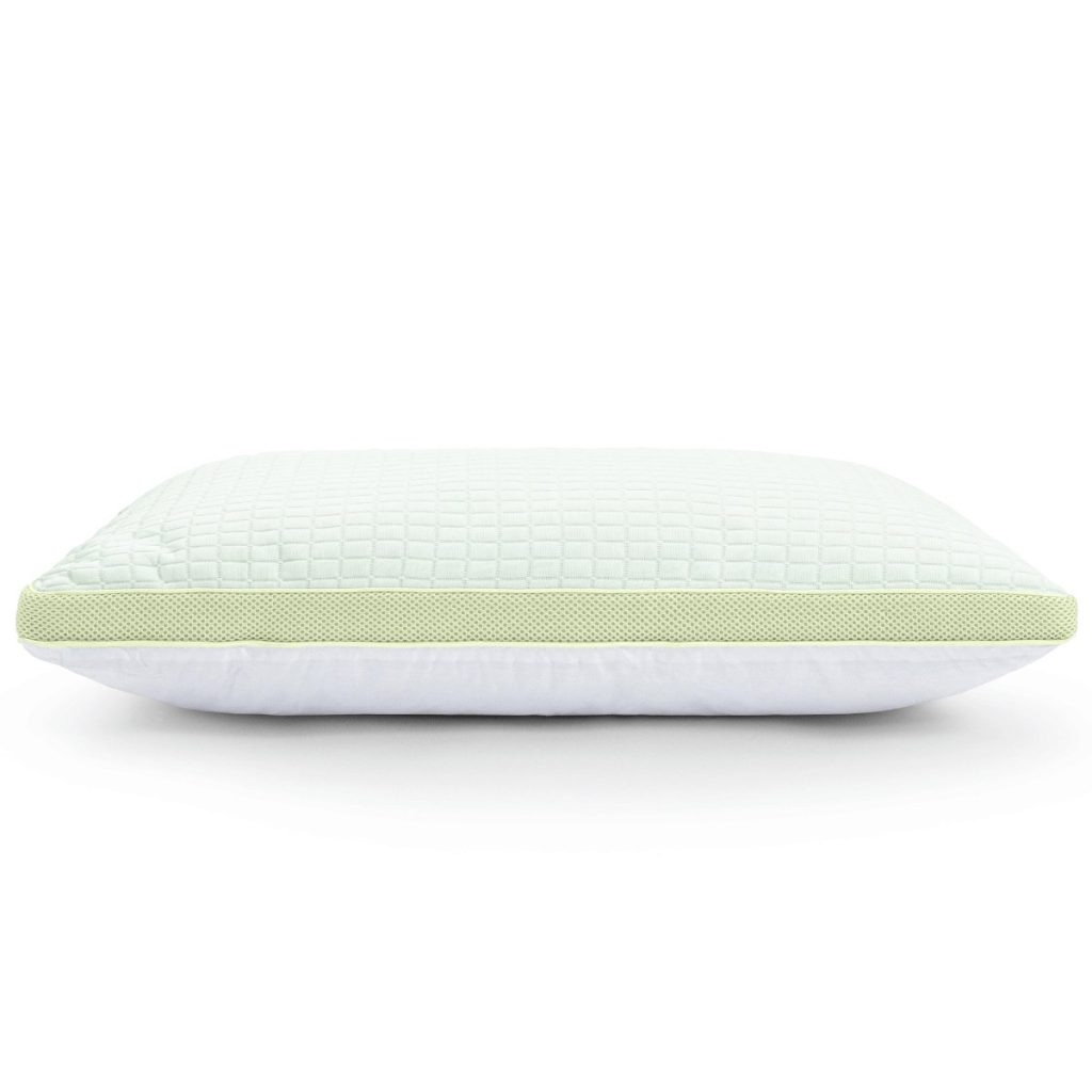 Zelesta Cooling Pillow Microgel in der Seitenansicht mit weißer Baumwoll-Unterseite